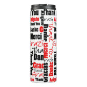 Black Red Danke Typografy Word Cloud Thermosbecher (Rückseite)