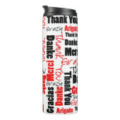 Black Red Danke Typografy Word Cloud Thermosbecher (Nach rechts gedreht)