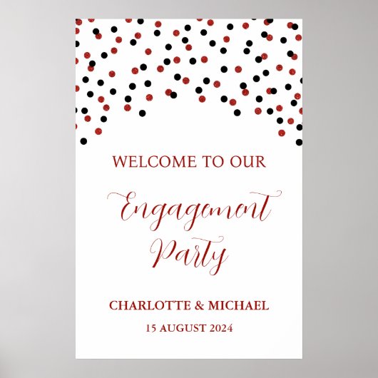 Black Red Engagement Party Custom 20x30 Poster (Vorne)