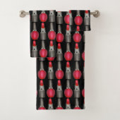 Black Red Fashionista Lipstick Nail Polnischer Mak Badhandtuch Set (Insitu)