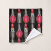 Black Red Fashionista Lipstick Nail Polnischer Mak Badhandtuch Set (Waschlappen)