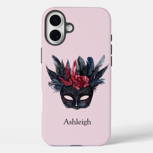 Black Red Feathers Maske Case-Mate iPhone Hülle (Rückseite)