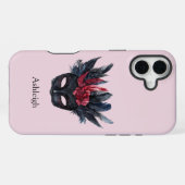 Black Red Feathers Maske iPhone Hülle (Rückseite (Horizontal))