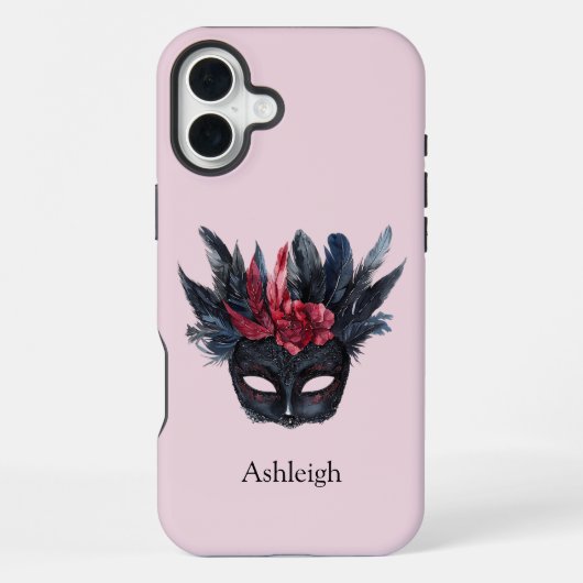 Black Red Feathers Maske iPhone Hülle (Rückseite)
