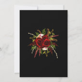Black Red Floral Boho Wedding Einladung (Rückseite)