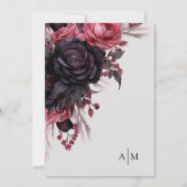 Black Red Floral Wedding Einladung (Rückseite)