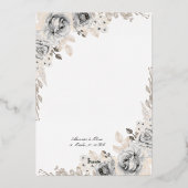 Black & Red Floral Wedding Invitation | Elegant Ro Folieneinladung (Rückseite)