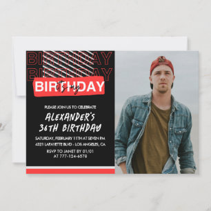 Black Red Foto 36. Geburtstag Einladungen Männer
