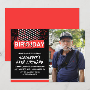 Black Red Foto 78. Geburtstag Einladungen Männer