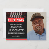 Black Red Foto 88. Geburtstag Einladungen Männer (Vorderseite)