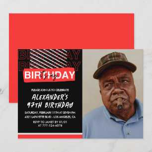 Black Red Foto 97. Geburtstag Einladungen Männer