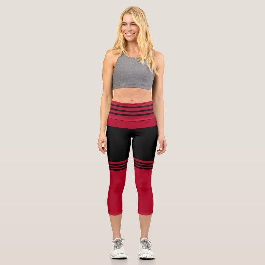 Black Red Funny Capri Leggings (Vorderseite)