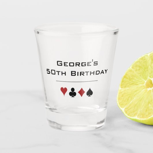 Black Red Gambling Casino Card Anzüge Geburtstag Schnapsglas (Vorderseite)