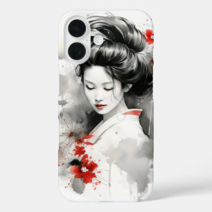 Black Red Geisha iPhone 16 Hülle