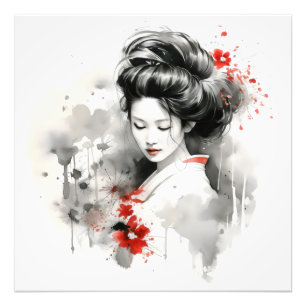 Black Red Geisha Fotodruck