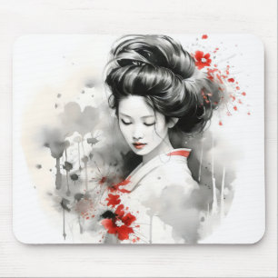 Black Red Geisha Mousepad