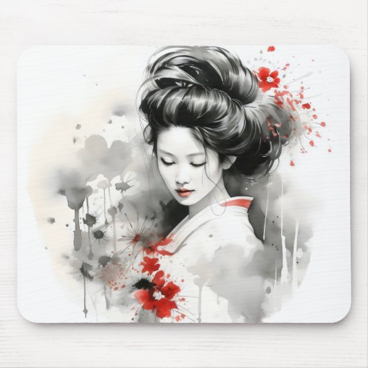 Black Red Geisha Mousepad (Vorne)