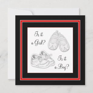Black Red Gender Reveal Baby Shower Einladung