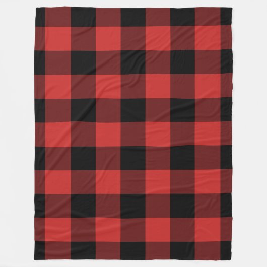 Black Red Gingham Pattern Bufallo Karo Fleecedecke (Vorderseite)
