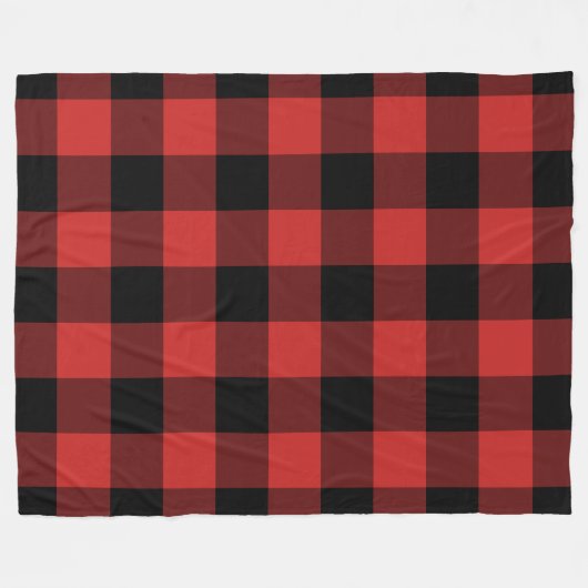 Black Red Gingham Pattern Bufallo Karo Fleecedecke (Vorderseite (Horizontal))