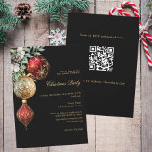 Black Red gold Baubles Business QR Weihnachtsgesch Einladung