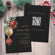Black Red gold Baubles Business QR Weihnachtsgesch
