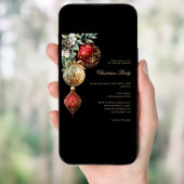 Black Red gold Baubles Business QR Weihnachtsgesch Einladung