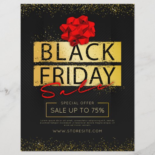 Black Red & Gold Black Friday Verkaufs-Werbung Flyer (Vorne)