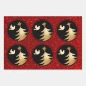 Black Red Gold Dove Weihnachtsbaum Geschenkpapier Set (Vorderseite 2)
