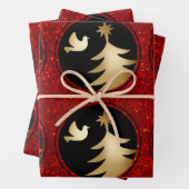 Black Red Gold Dove Weihnachtsbaum Geschenkpapier Set (Beispiel)