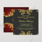 Black Red & Gold Elegantes Brautparty Einladung 2 (Vorne/Hinten)