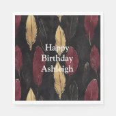 Black Red Gold Feathday Serviette (Vorderseite)