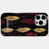 Black Red Gold Feathers Case-Mate iPhone Hülle (Rückseite (Horizontal))