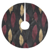 Black Red Gold Feathers Christmas Polyester Weihnachtsbaumdecke (Vorderseite)