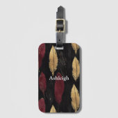 Black Red Gold Feathers Gepäckanhänger (Vorderseite Vertikal)