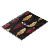 Black Red Gold Feathers Notizblock (Linke Seite)