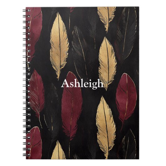 Black Red Gold Feathers Notizblock (Vorderseite)