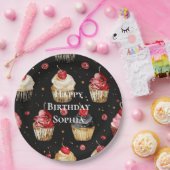 Black Red Gold Glam Cupcakes Birthday Pappteller (Party)