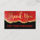 Black Red Gold Glitzer Fogate Vielen Dank Visitenkarte (Vorderseite)