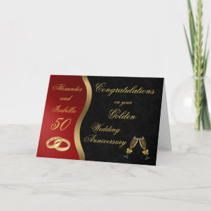 Black Red & Gold - Goldene Hochzeit zum Jubiläum Karte