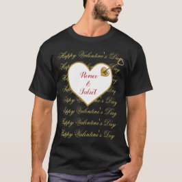 Black Red Gold Heart Moderner Valentinstag Männer T-Shirt