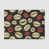 Black Red Gold Lips Birthday Seidenpapier (Vorderseite)