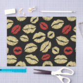 Black Red Gold Lips Birthday Seidenpapier (Handwerk)