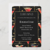 Black Red Gold Martini Geburtstag Einladung (Vorderseite)