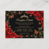 Black Red Gold Quinceanera Reception Details Begleitkarte (Vorderseite)
