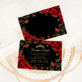 Black Red Gold Quinceanera Reception Details Begleitkarte