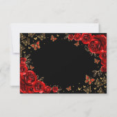 Black Red Gold Quinceanera Reply RSVP Karte (Rückseite)