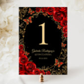 Black Red Gold Quinceanera Tischnummer