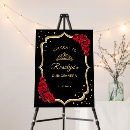 Black Red Gold Quinceanera Welcome