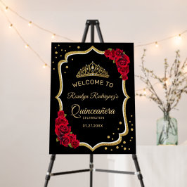 Black Red Gold Quinceanera Willkommen